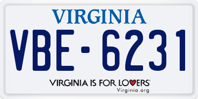 VA license plate VBE6231