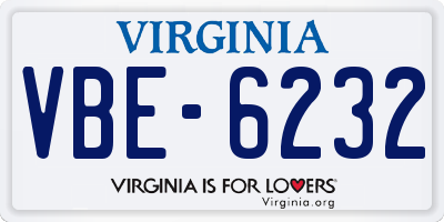 VA license plate VBE6232