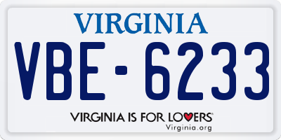 VA license plate VBE6233