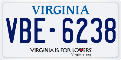 VA license plate VBE6238