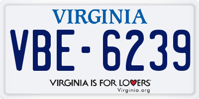 VA license plate VBE6239
