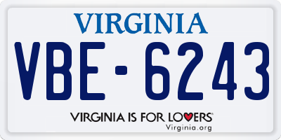 VA license plate VBE6243