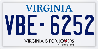 VA license plate VBE6252