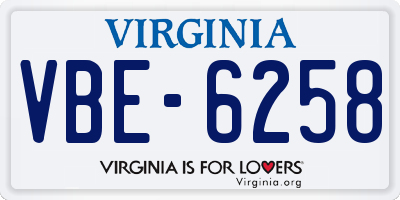 VA license plate VBE6258