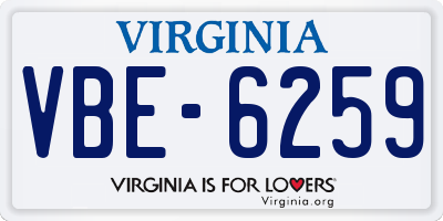 VA license plate VBE6259