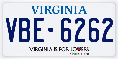 VA license plate VBE6262