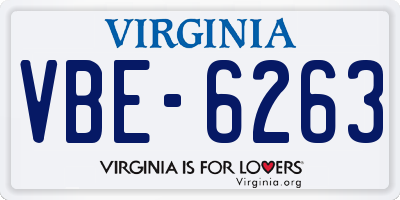 VA license plate VBE6263