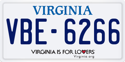 VA license plate VBE6266