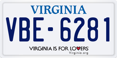 VA license plate VBE6281