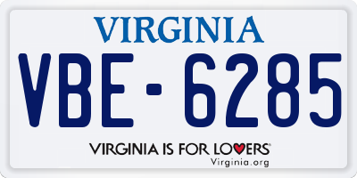 VA license plate VBE6285