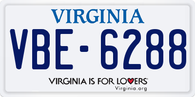 VA license plate VBE6288