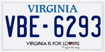 VA license plate VBE6293