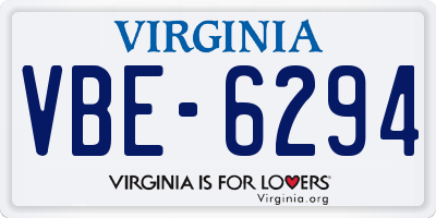 VA license plate VBE6294