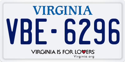 VA license plate VBE6296