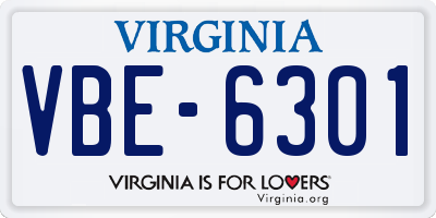 VA license plate VBE6301