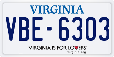 VA license plate VBE6303