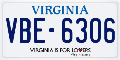 VA license plate VBE6306