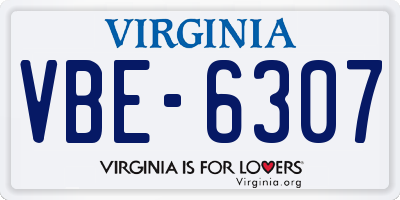 VA license plate VBE6307