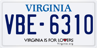 VA license plate VBE6310