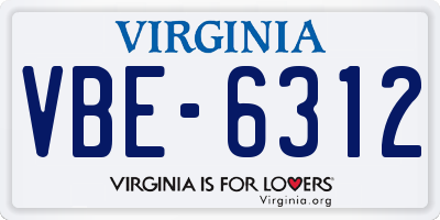 VA license plate VBE6312
