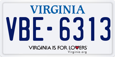VA license plate VBE6313