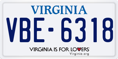 VA license plate VBE6318