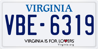 VA license plate VBE6319