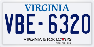 VA license plate VBE6320