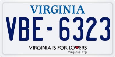 VA license plate VBE6323