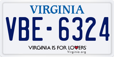 VA license plate VBE6324