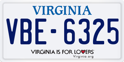 VA license plate VBE6325