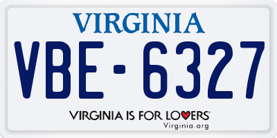 VA license plate VBE6327