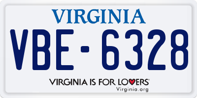 VA license plate VBE6328