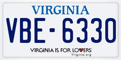VA license plate VBE6330