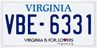 VA license plate VBE6331