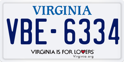 VA license plate VBE6334