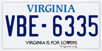 VA license plate VBE6335