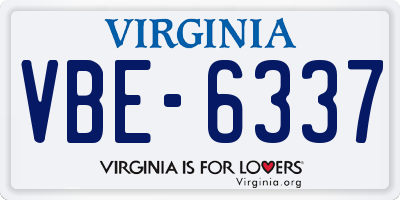 VA license plate VBE6337