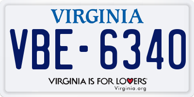 VA license plate VBE6340