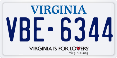 VA license plate VBE6344