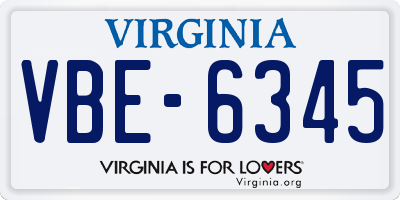 VA license plate VBE6345
