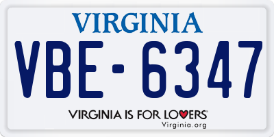 VA license plate VBE6347