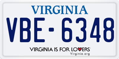VA license plate VBE6348