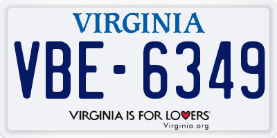 VA license plate VBE6349