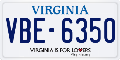 VA license plate VBE6350