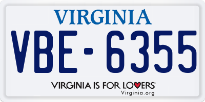 VA license plate VBE6355