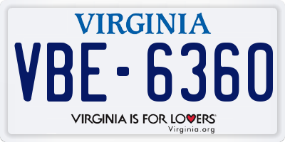 VA license plate VBE6360