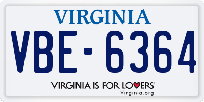VA license plate VBE6364