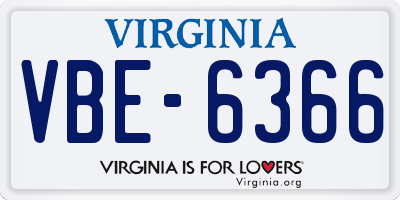VA license plate VBE6366
