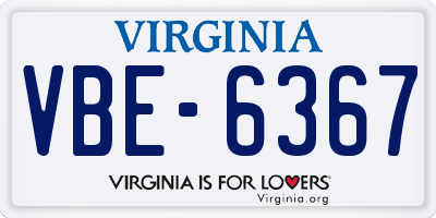 VA license plate VBE6367